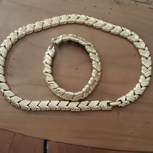 Vintage Monet gold bracelet and necklace set